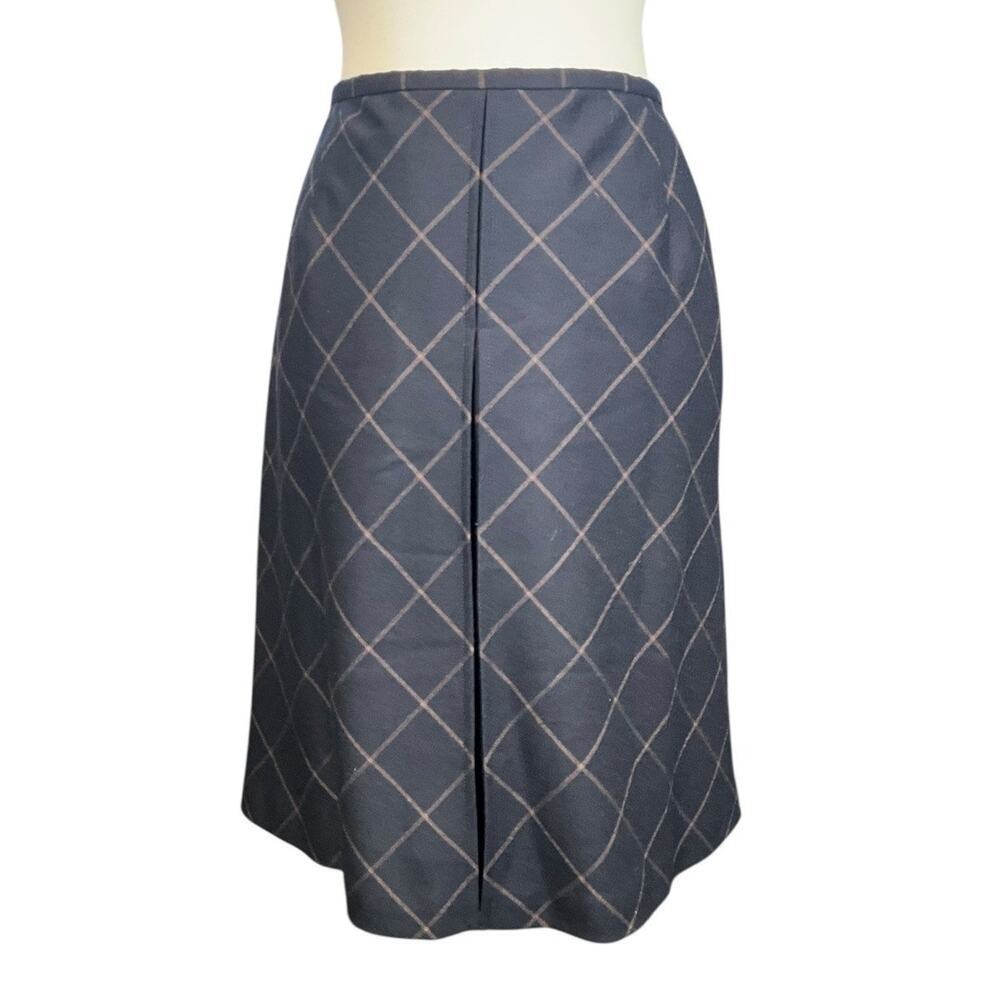 Talbots Petites Wool A-Line Skirt Plaid Diamond Pattern Gray Size 12P Old Money